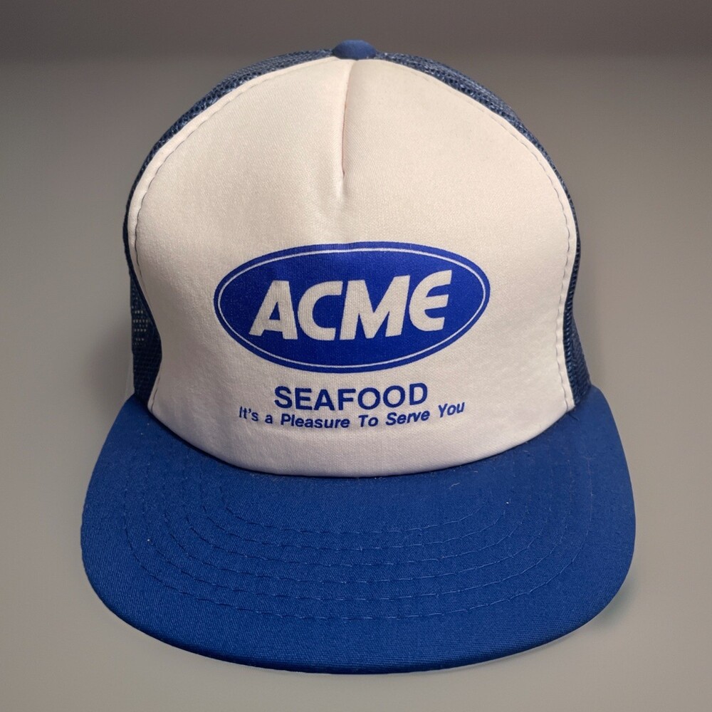 Vintage 1980’s Trucker Hat Snapback Cap ACME Food Service Seafood Rare EUC